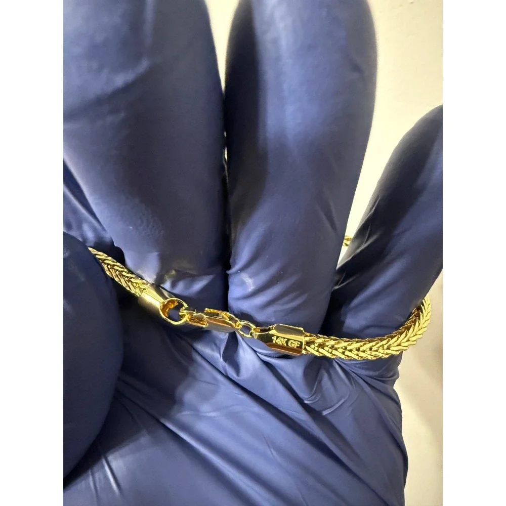 franco bracelet or ankelet gold filled 14k italy stamped 4mm 9 inch long